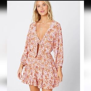 L. Space Lilly Of The Valley Stay Golden Ditsy Floral Dress Medium NWOT